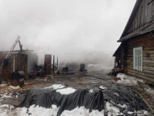 Надворные постройки сгорели в деревне Куйбышевского района